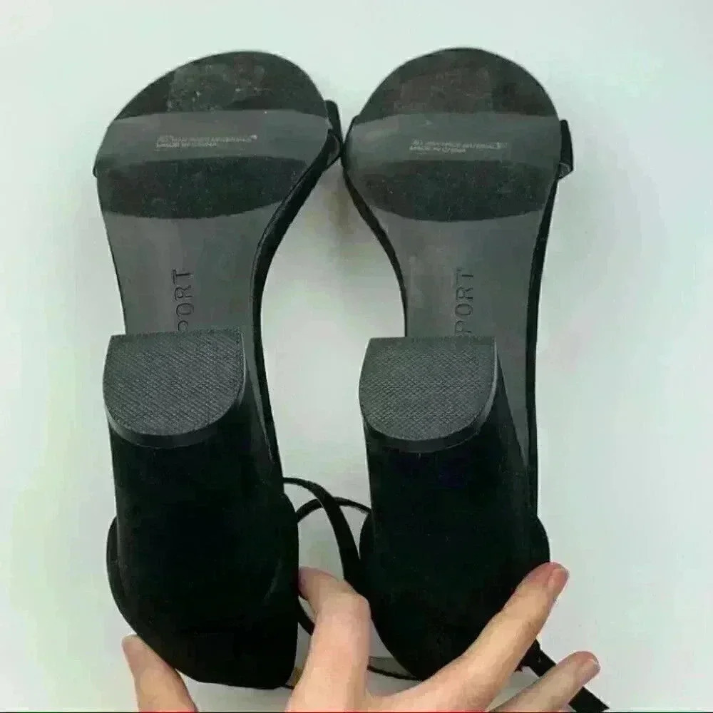 New report heels Pamela 11 black faux suede dorsay - Picture 7 of 13
